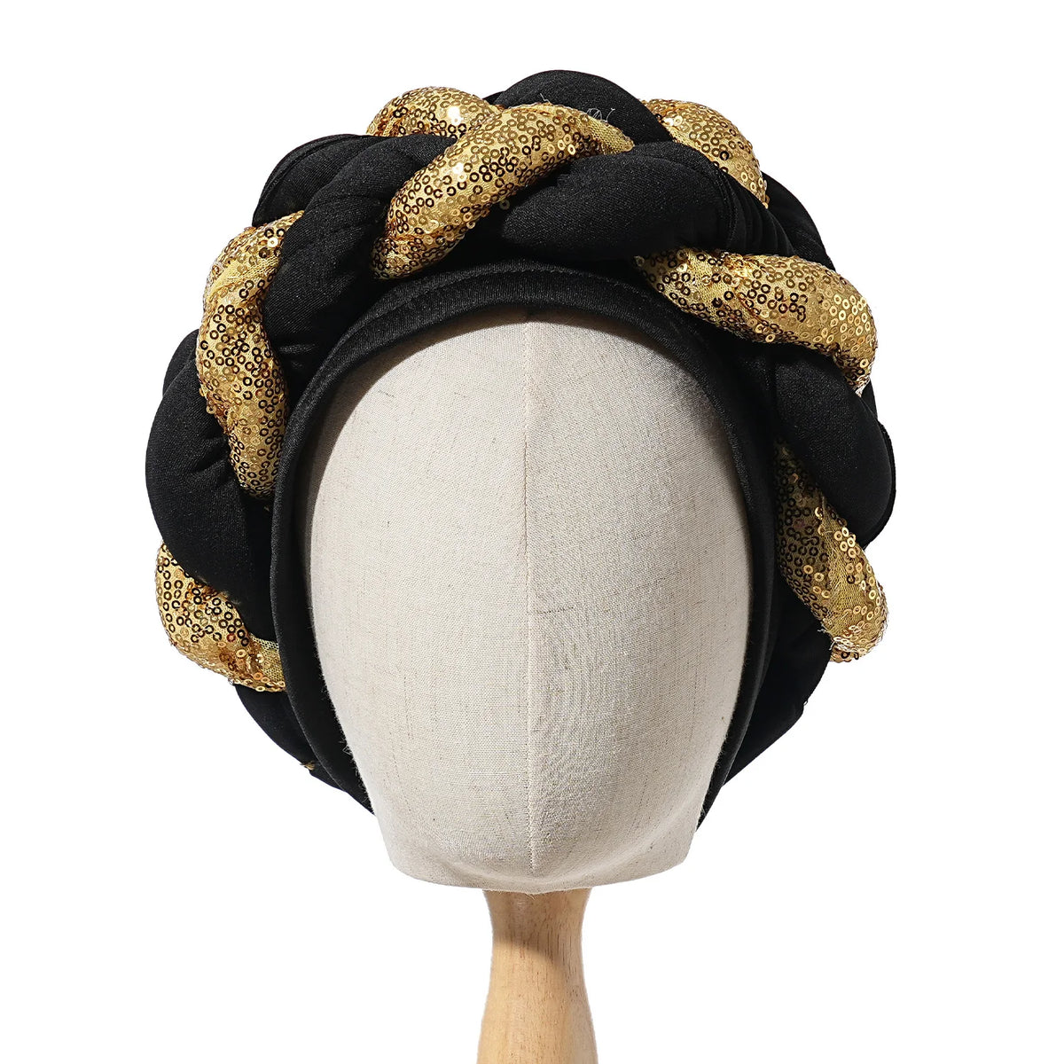 Spangle Big Braids Head Wrap Twisted Head Turbans Headwear, Wedding Heads Turban, Hair Cover Accessories