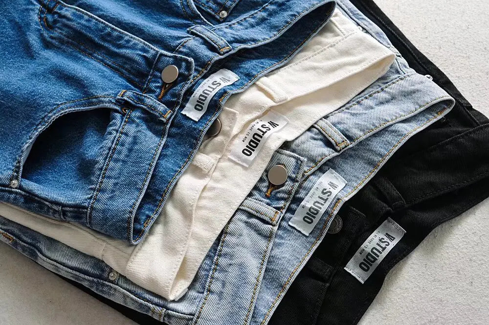 Jean Femme Taille Haute 2025 | Printemps-Automne | Décontracté Droit | Ourlet Brut Longueur Sol | Vintage