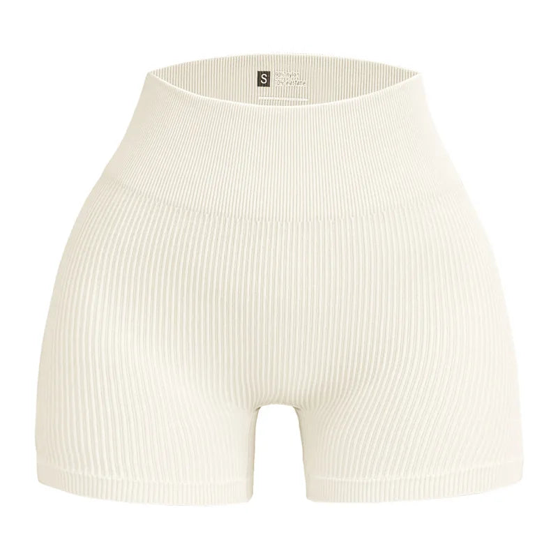 Short Yoga Taille Haute Femme | Lift Fesses Serré | Uni Côtelé | Sport
