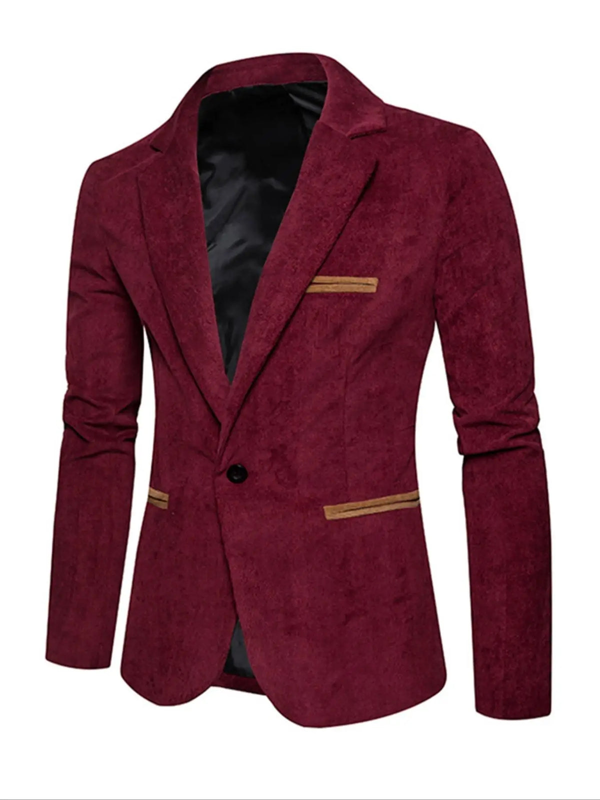 Men's Corduroy Blazer Jacket Medium Thick Business Suit Spring & Fall Season Fitted Design Woven Fabric Style