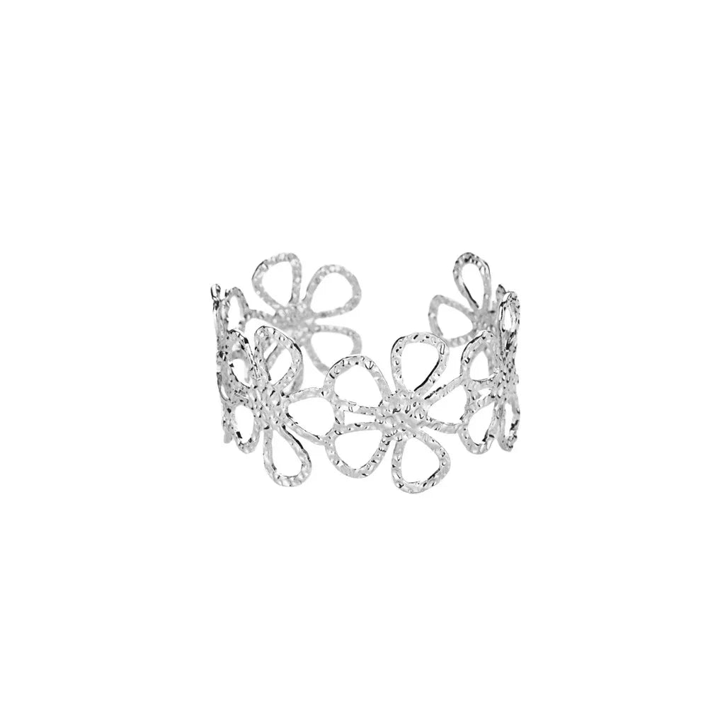 Exquisite Classic Bump Pattern Opening Bangles Bracelet For Women Cuff Bracelet Gold Color Stainless Steel Hand Ornament Gift