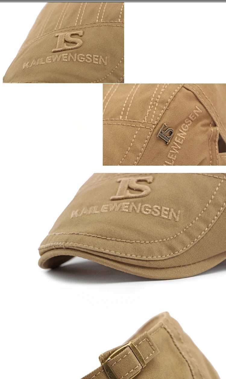 2026 Hat Men's Spring Summer Embroidery Cotton Cap British Vintage Fashion Forward Hat Women's Casual Beret Youth Hat