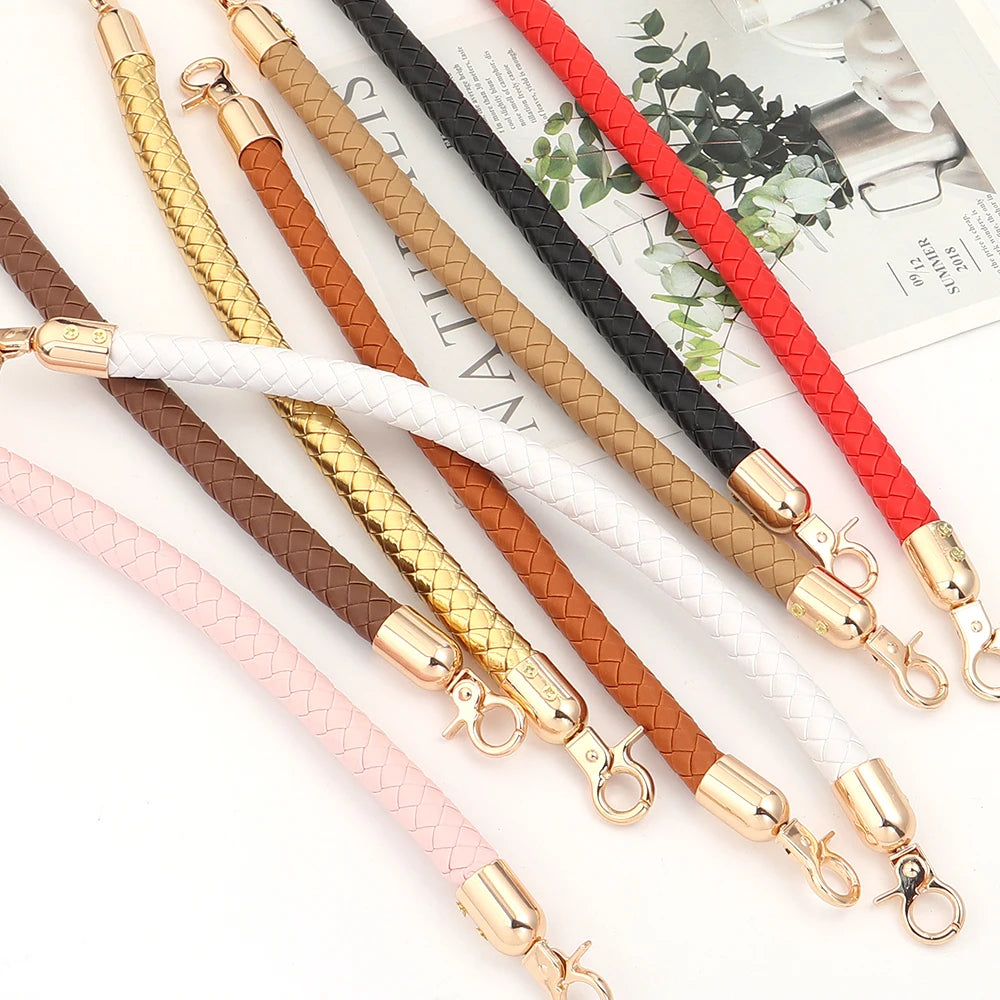 30/60cm Fashion PU Leather Woven Handbag Handles Metal Buckle for Women Bag Purse Replace Shoulder Strap Handle Bag Accessories
