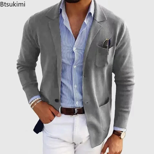 2026 New Men's Blazer Jackets Fashion Slim Fit Solid Single-breasted Suit Coats Business Casual Outerwear Wedding Suits for Men