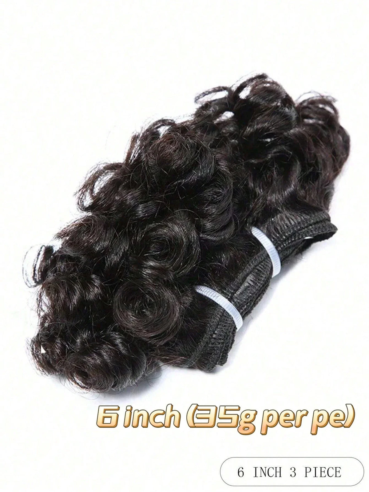 Tissage Bouncy Curly Cheveux Humains Remy | 3 Pièces | 6 Pouces | Couleur Naturelle | Extensions