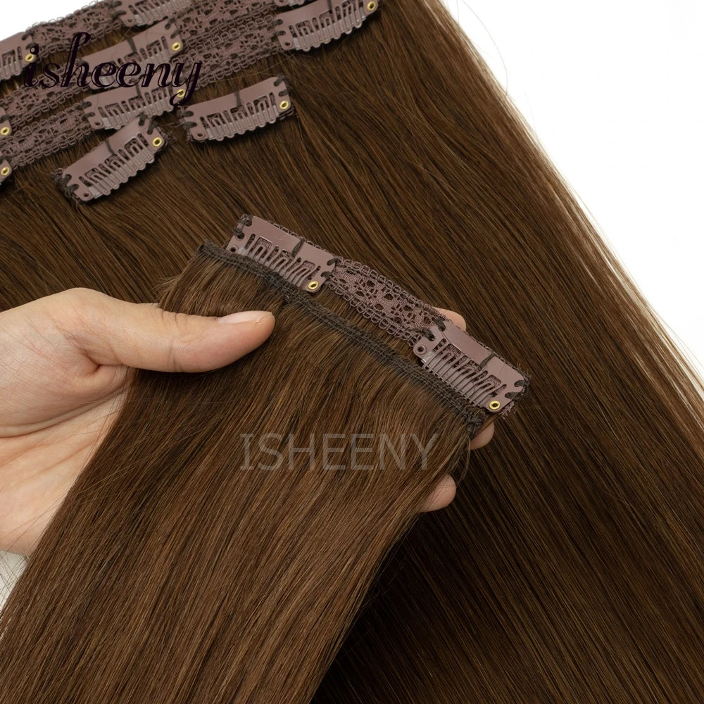 Extensions à Clips Cheveux Humains | Blonde Naturelle Brésilienne Remy | 12-20 Pouces | 7 Pièces/Set