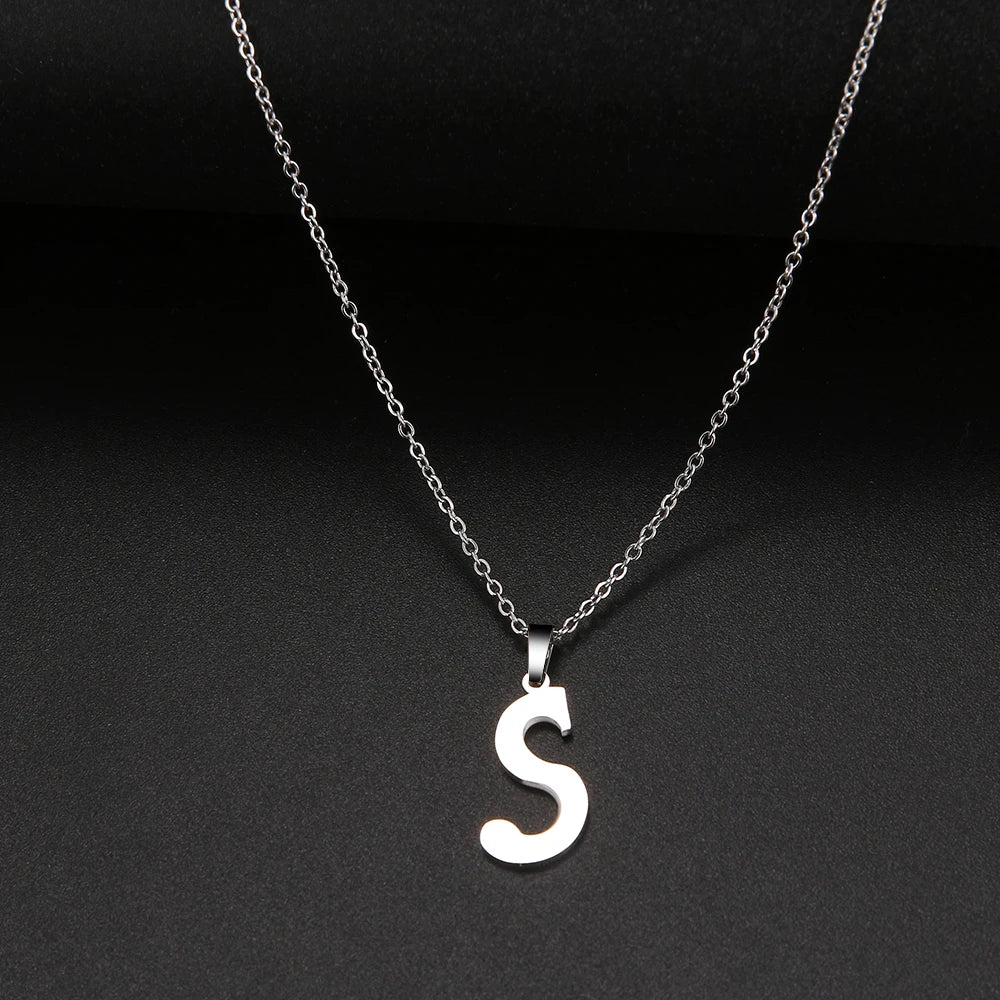 Collier Initiale Grand Alphabet A-Z | Acier 316L Minimaliste | Pendentif Femme | Cadeau Bijou