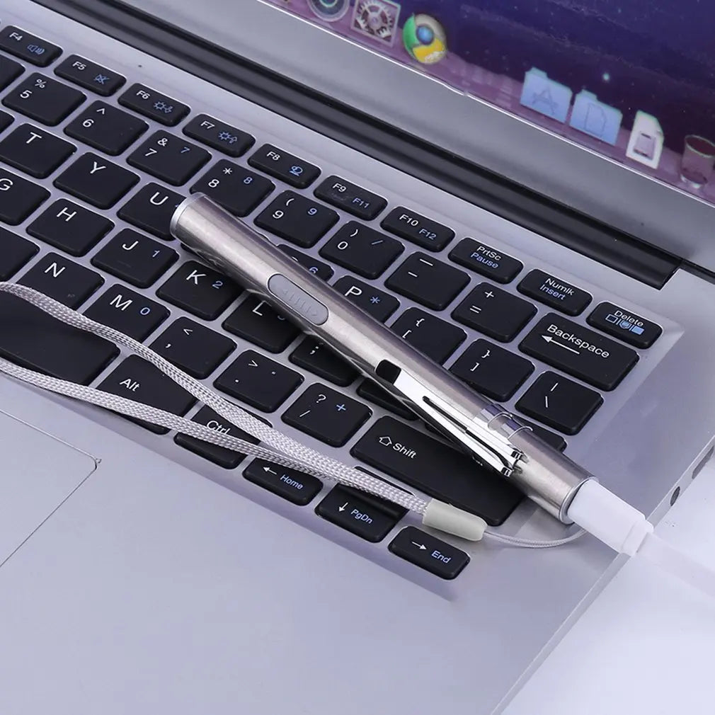 USB Rechargeable Portable Pen Light Handy Mini Medical Flashlight LED Torch Lamp with Stainless Steel Clip Pocket LED Lights