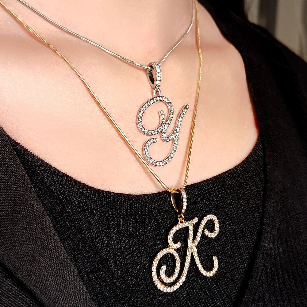 Collier Lettre Initiale A-Z Cursive | Chaîne Corde Simple | Cadeau Bijou Femme Tendance