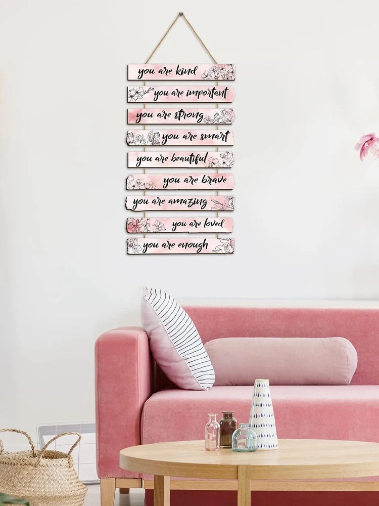 1Set Inspirational Floral Wall Decor You Are Amazing Beautiful Love Quotes Wooden Art Wall Sign Positive Home Decors for Bedroom