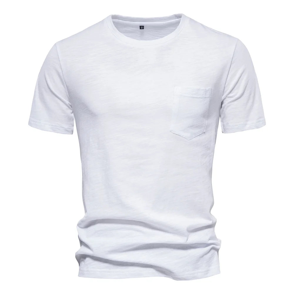 T-Shirt Homme 100% Coton | Col Rond | Manches Courtes | Uni Casual | Doux & Confortable | Été