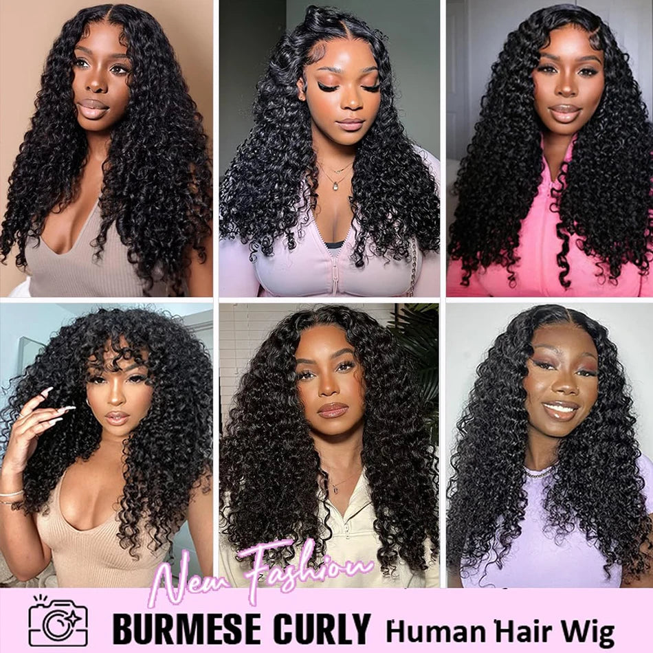 Perruque Burmese Curly 100% | 5x5 Lace Closure Glueless | 300% Densité | Wear & Go | Pré-Pluçuée