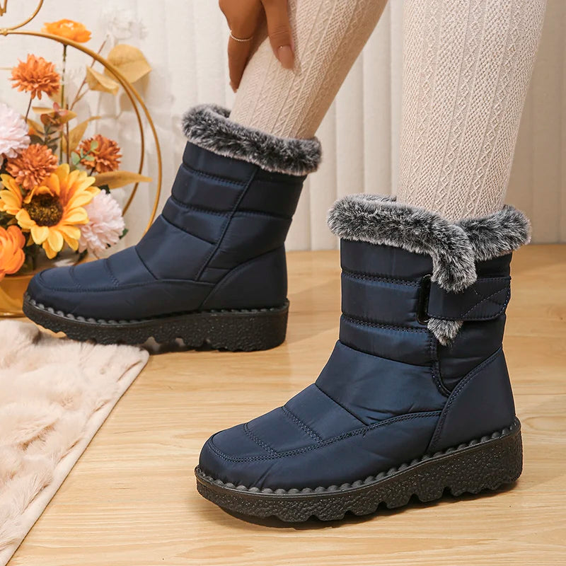 Bottes de Neige Femme 2026 | Fausse Fourrure Peluche | Cheville | Antidérapantes | Grande Taille