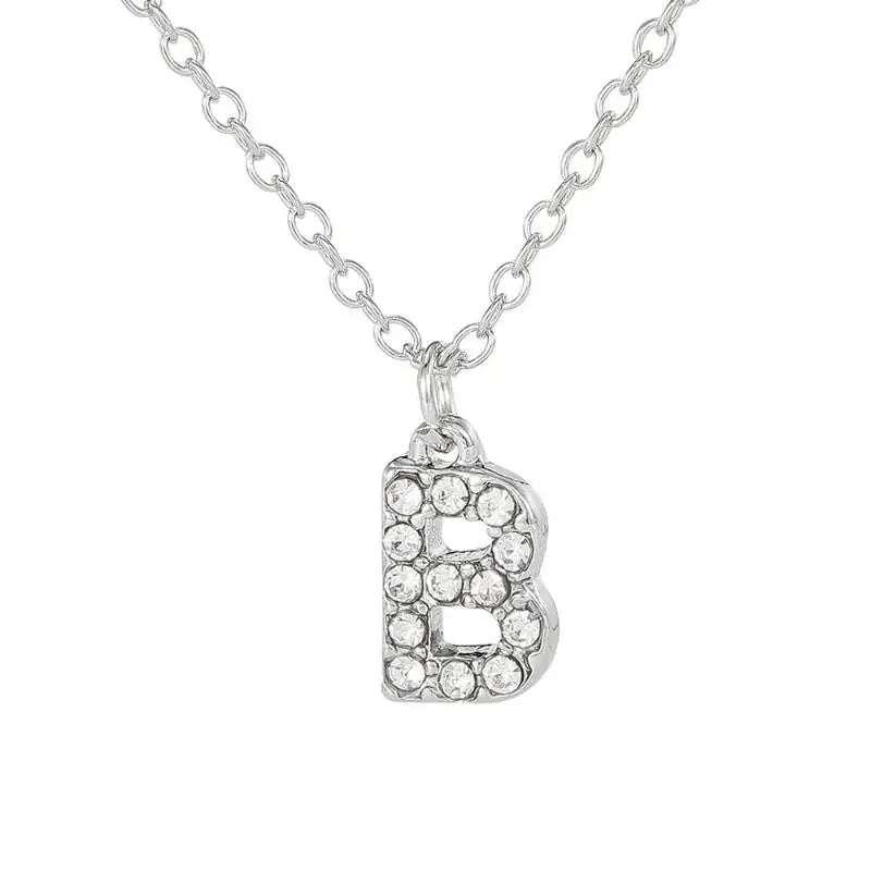 Fashionable Shiny A-Z Letter Pendant Charm Necklace 26 Initial Alphabet Name Clavicle Chain Party Jewelry Gift
