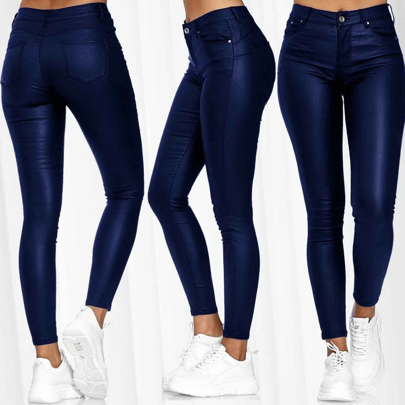 Pantalon Cuir PU Femme 2025 Mode Sexy | Élastique Casual | Legging Solide Bodycon | Streetwear