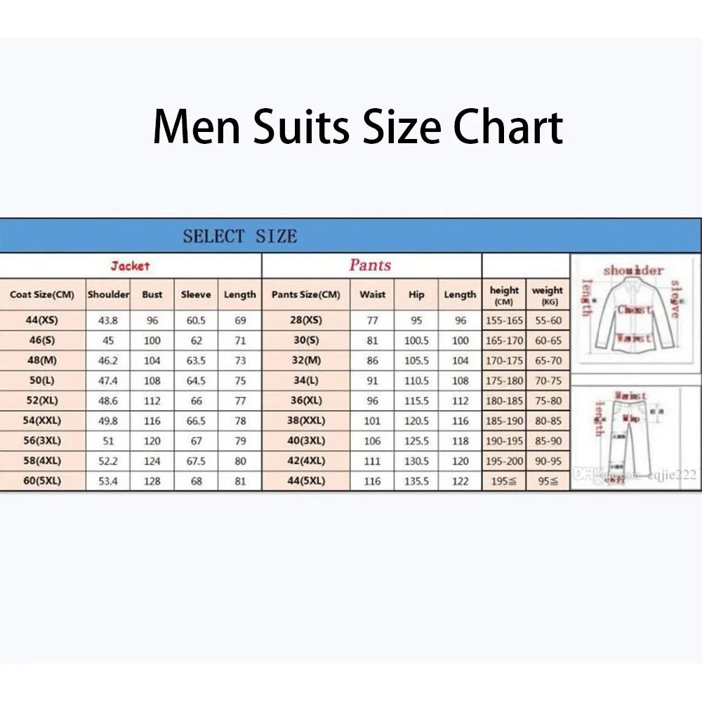 Elegant Suits For Men 2026 Luxury Slim Fit Single Breasted Peak Lapel 2 Piece Jacket Pants Full Sets Customized Male Clothing