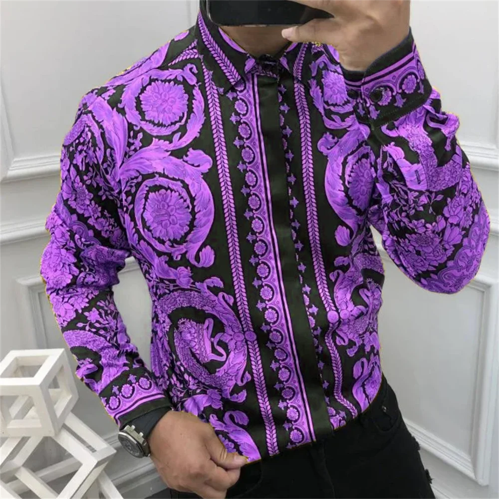 Chemise imprimée à manches longues pour homme | S à 5XL