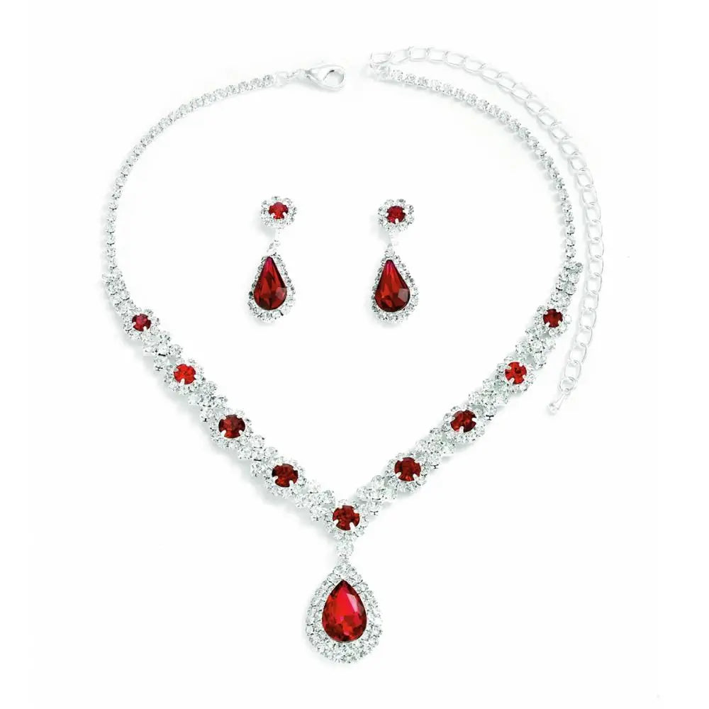 Fashionable Crystal Jewelry Necklace Earring Set Premium Luxury Pendant Necklace Original Design Inlaid Zircon Dangle Earrings