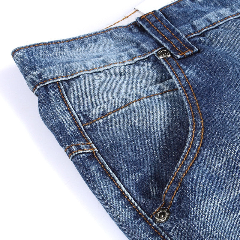 Jean droit en denim pour homme | Poches et taille mi-haute