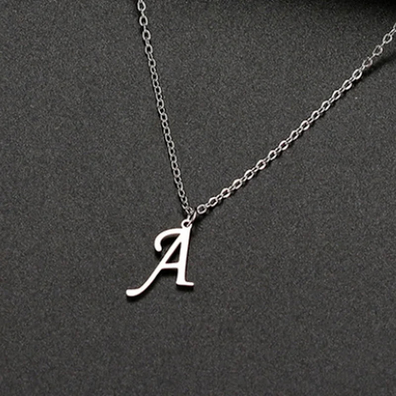 Collier Initiale Grand Alphabet A-Z | Acier 316L Minimaliste | Pendentif Femme | Cadeau Bijou