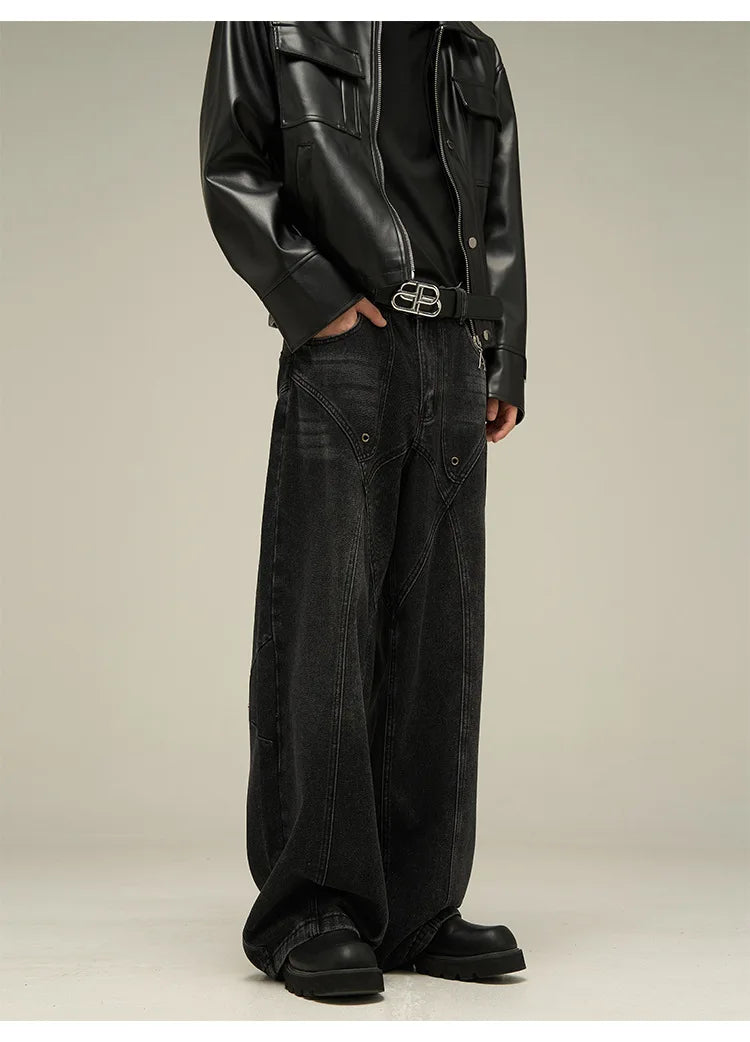 Baggy Jeans Men's American Style Personality Vintage Wide Leg Trousers All-Match Washed Fashion Streetwear Handsome Cool Pants