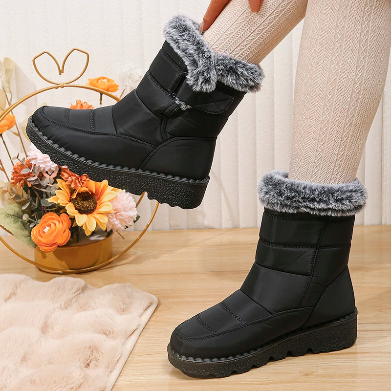 Bottes de Neige Femme 2026 | Fausse Fourrure Peluche | Cheville | Antidérapantes | Grande Taille