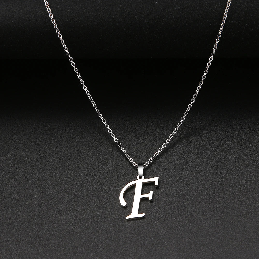 Collier Initiale Grand Alphabet A-Z | Acier 316L Minimaliste | Pendentif Femme | Cadeau Bijou