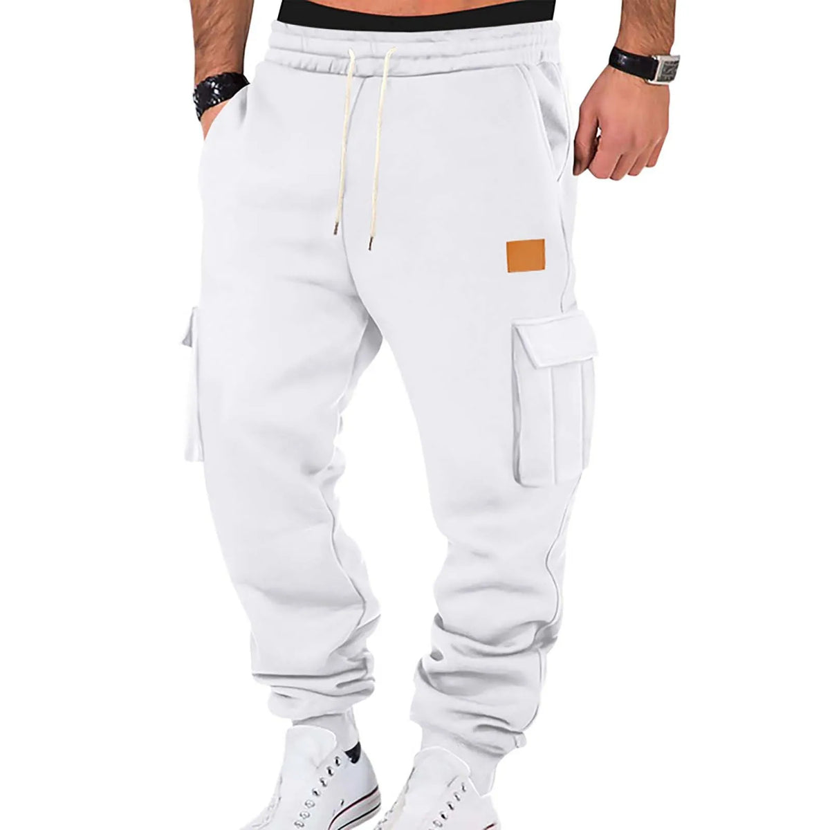 Men's Cargo Pants 2025 New Casual Loose Autumn Winter Straight Baggy Pants Multi-Pockets Solid Color Printing Sweatpants