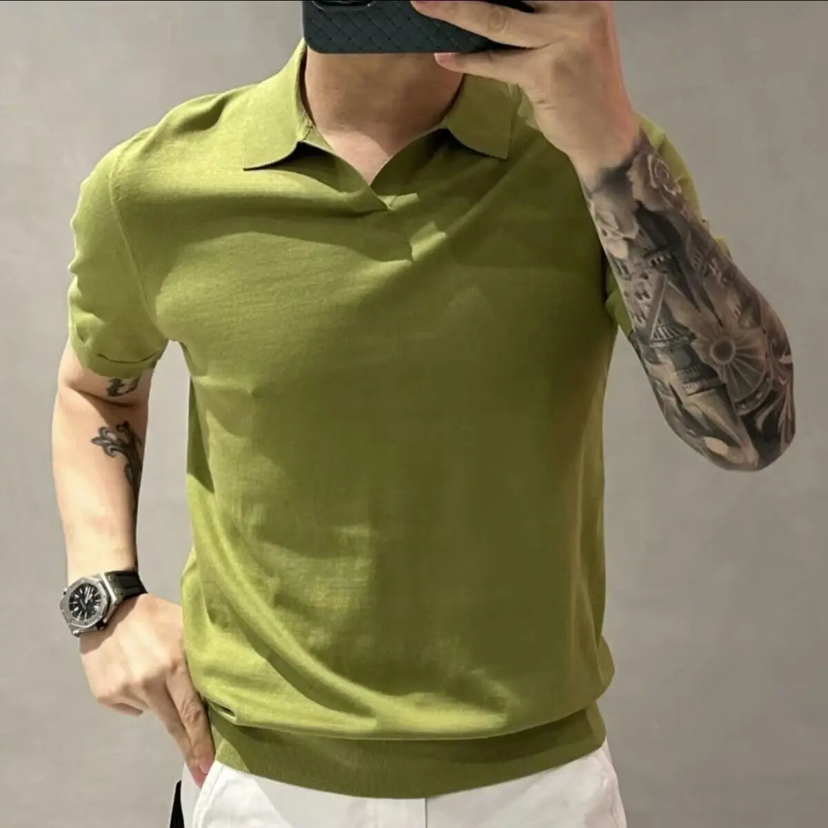 Polo en maille uni pour homme | Manches courtes