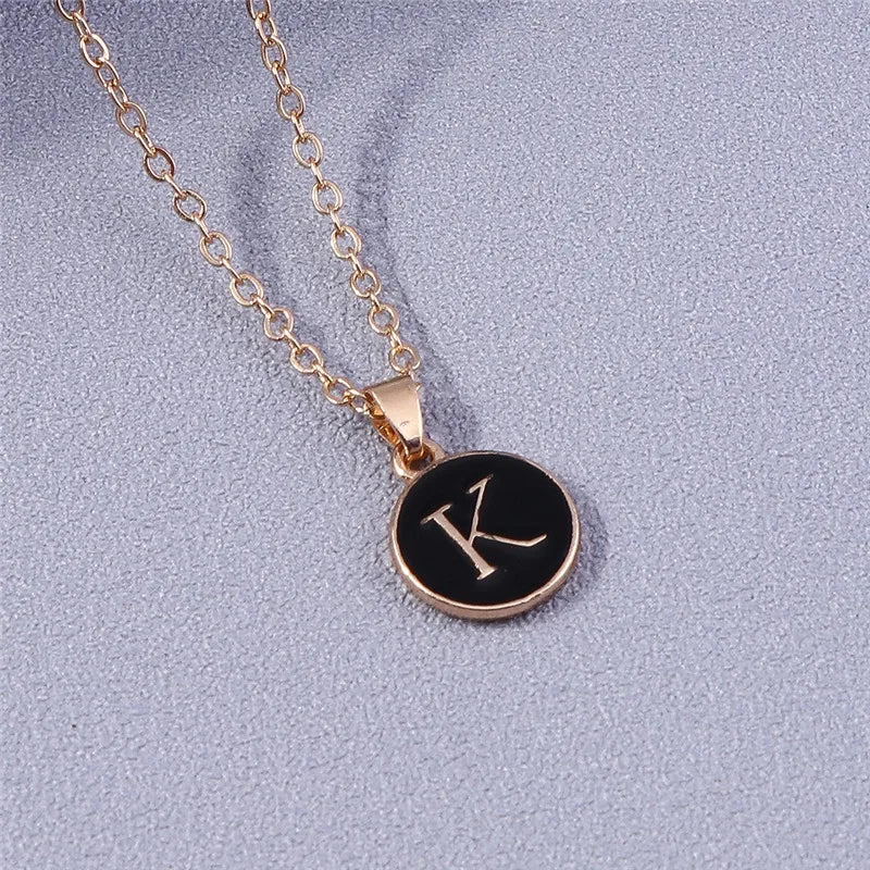 Collier Pendentif Initiales Femme | 26 Lettres A-Z Émail | Bijou Tendance Cadeau Anniversaire Fille