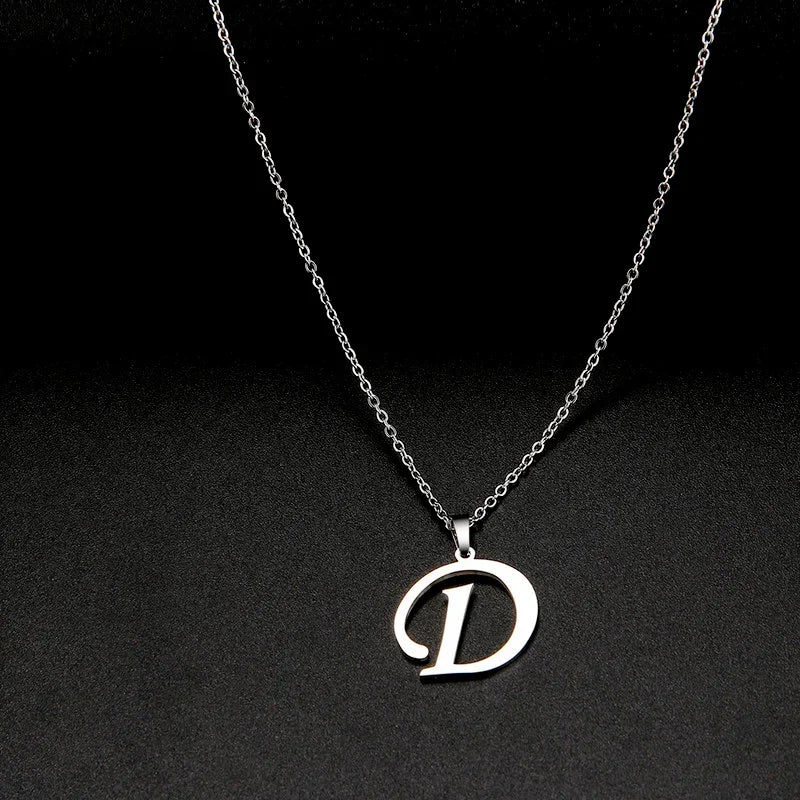 Collier Initiale Grand Alphabet A-Z | Acier 316L Minimaliste | Pendentif Femme | Cadeau Bijou