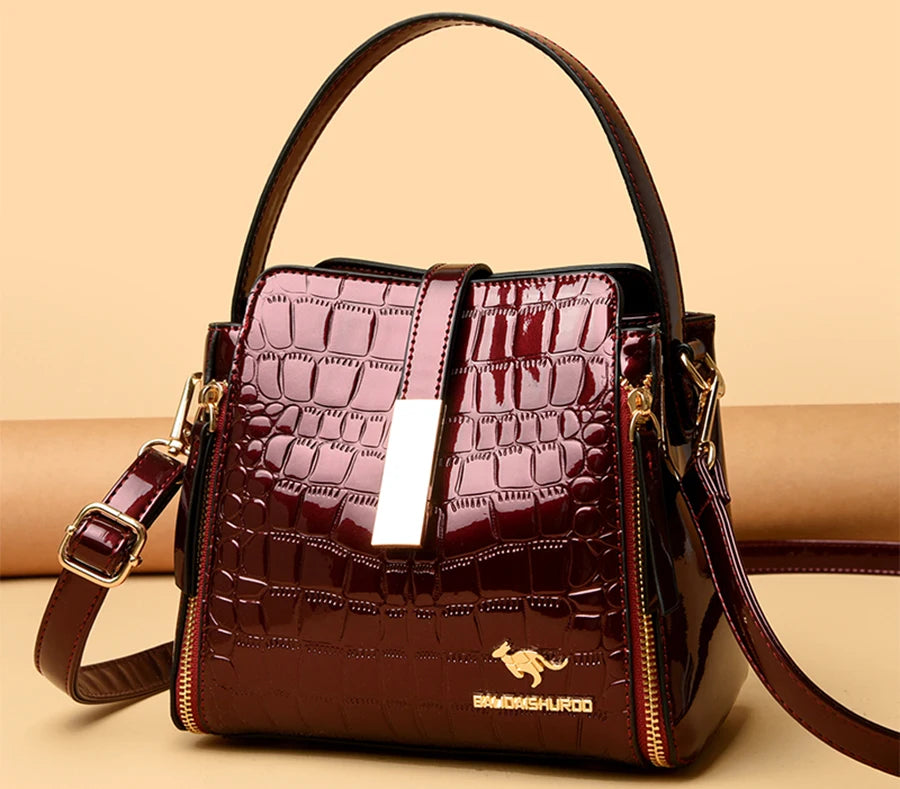 Sac à Main Femme Retro | Motif Crocodile Designer | Sacoche & Bandoulière | Cuir | Clutch Élégant
