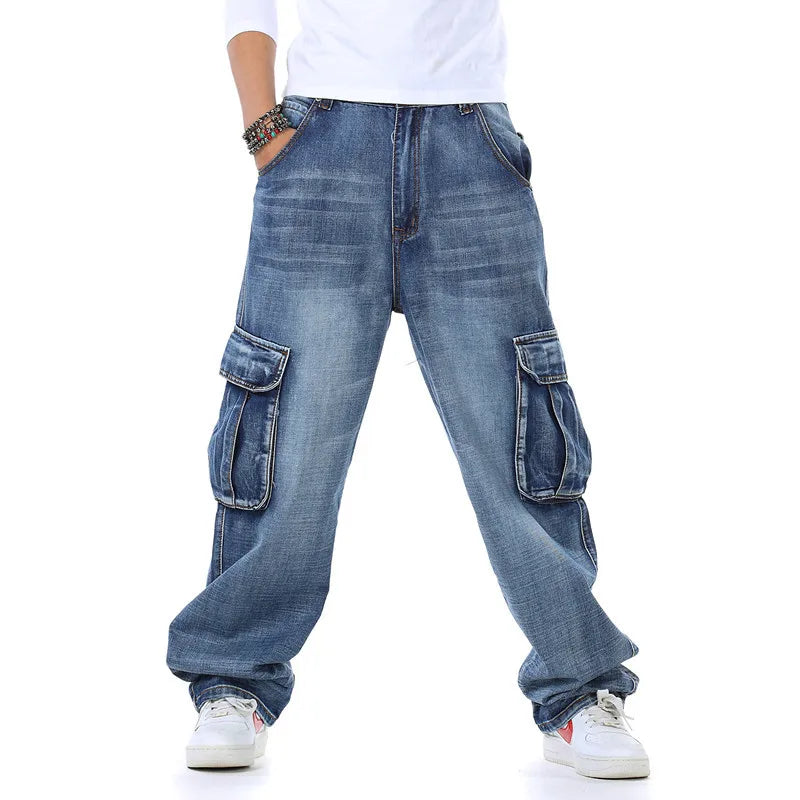 Jean droit en denim pour homme | Poches et taille mi-haute