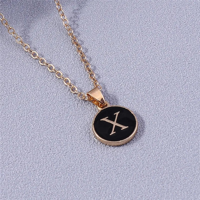 Collier Pendentif Initiales Femme | 26 Lettres A-Z Émail | Bijou Tendance Cadeau Anniversaire Fille