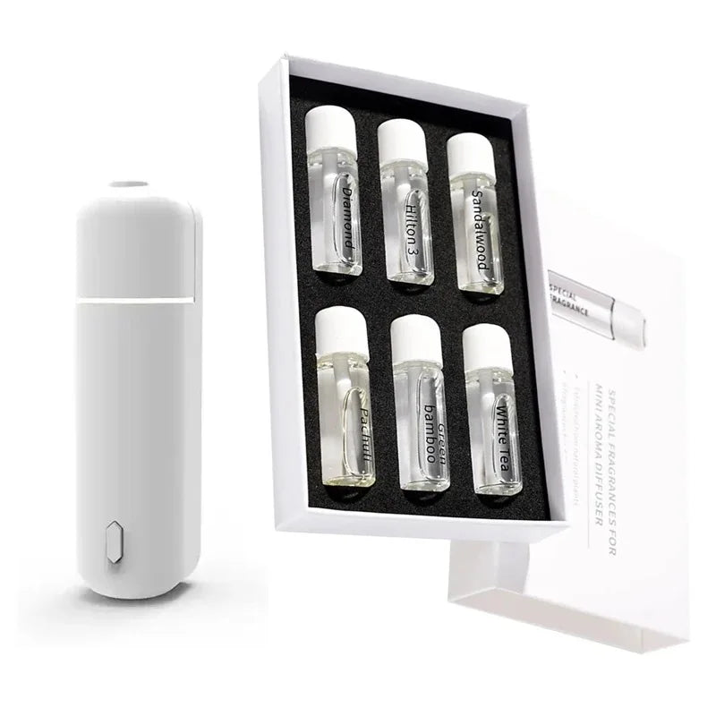 Car Air Freshener Perfume Vent Clip Electric Aroma Diffuser Cordless with 6 Scents Small Portable Gifts Essential Oil Diffuser