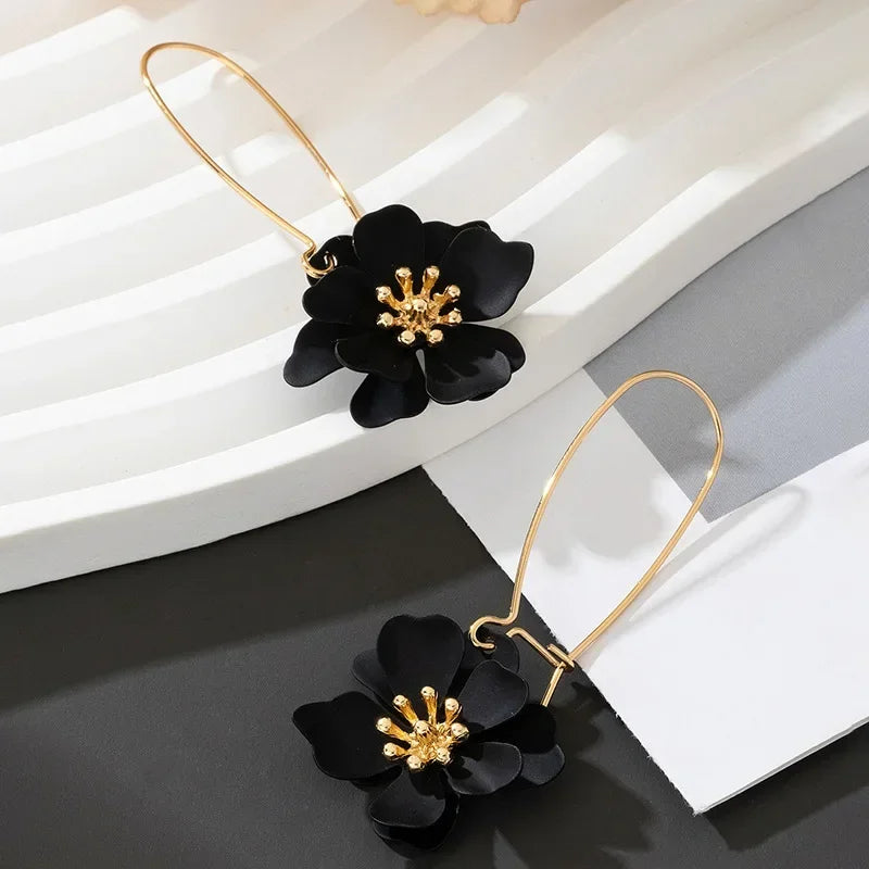 Hoop Earrings for Women Girls Spray Enamel Flower Geometric Ear Accessories Holiday Party Gift Fashion Jewelry EE007