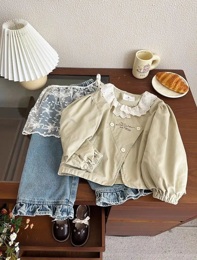 Jean Fille Printemps-Automne | Casual Large Jambe Large | Enfant Baby | Vêtements Polyvalents