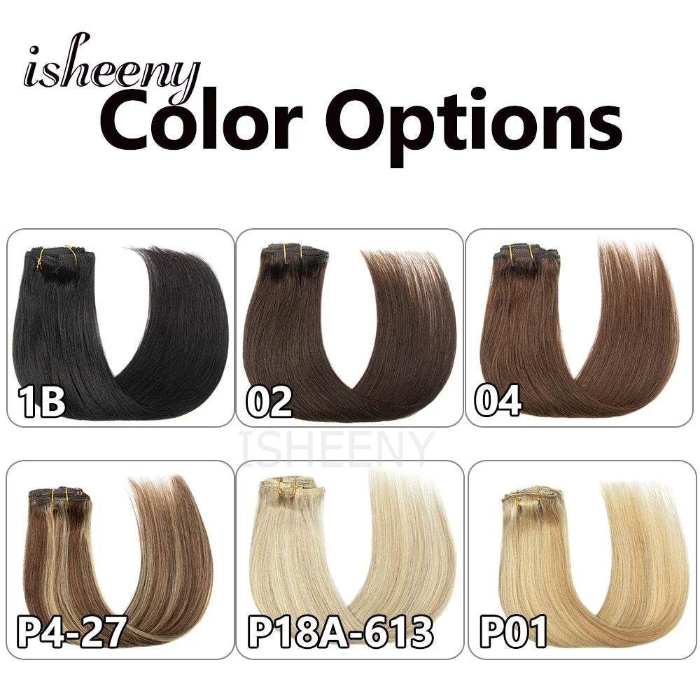 Extensions à Clips Cheveux Humains | Blonde Naturelle Brésilienne Remy | 12-20 Pouces | 7 Pièces/Set