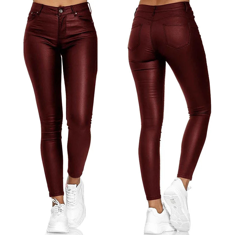 Pantalon Cuir PU Femme 2025 Mode Sexy | Élastique Casual | Legging Solide Bodycon | Streetwear