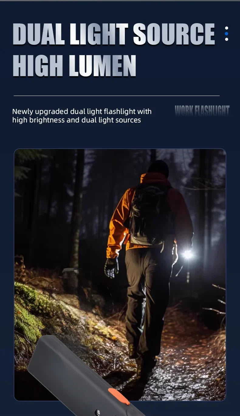 Mini Portable Rechargeable LED Torch Light, Waterproof Outdoor Work Pocket Flashlight with Magnetic Grip, Compact LED Flashlight