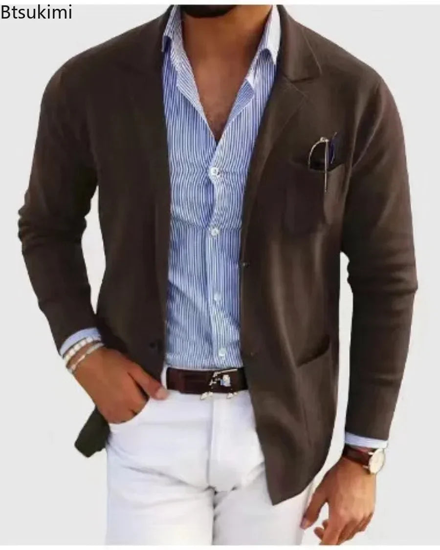 2026 New Men's Blazer Jackets Fashion Slim Fit Solid Single-breasted Suit Coats Business Casual Outerwear Wedding Suits for Men