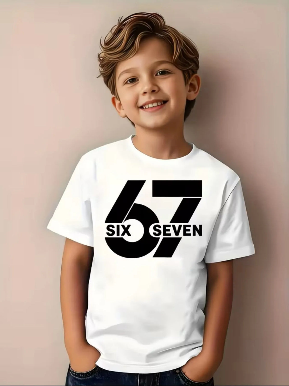 Boys & Girls 6 & 7 Number T-Shirt - Soft Breathable Tee with Neon Glow-in-the-Dark 6 & 7 Design, Machine Washable Spring Summer