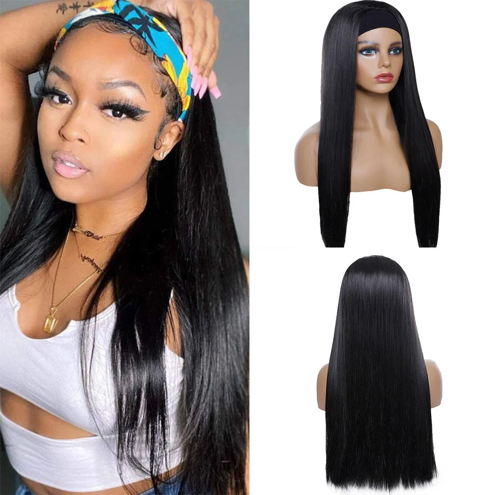 Perruque Headband Tresses Africaines Synthétique | 3 Brins | Queue de Cheval | Couvre-Cheveux | Fibre | Femme