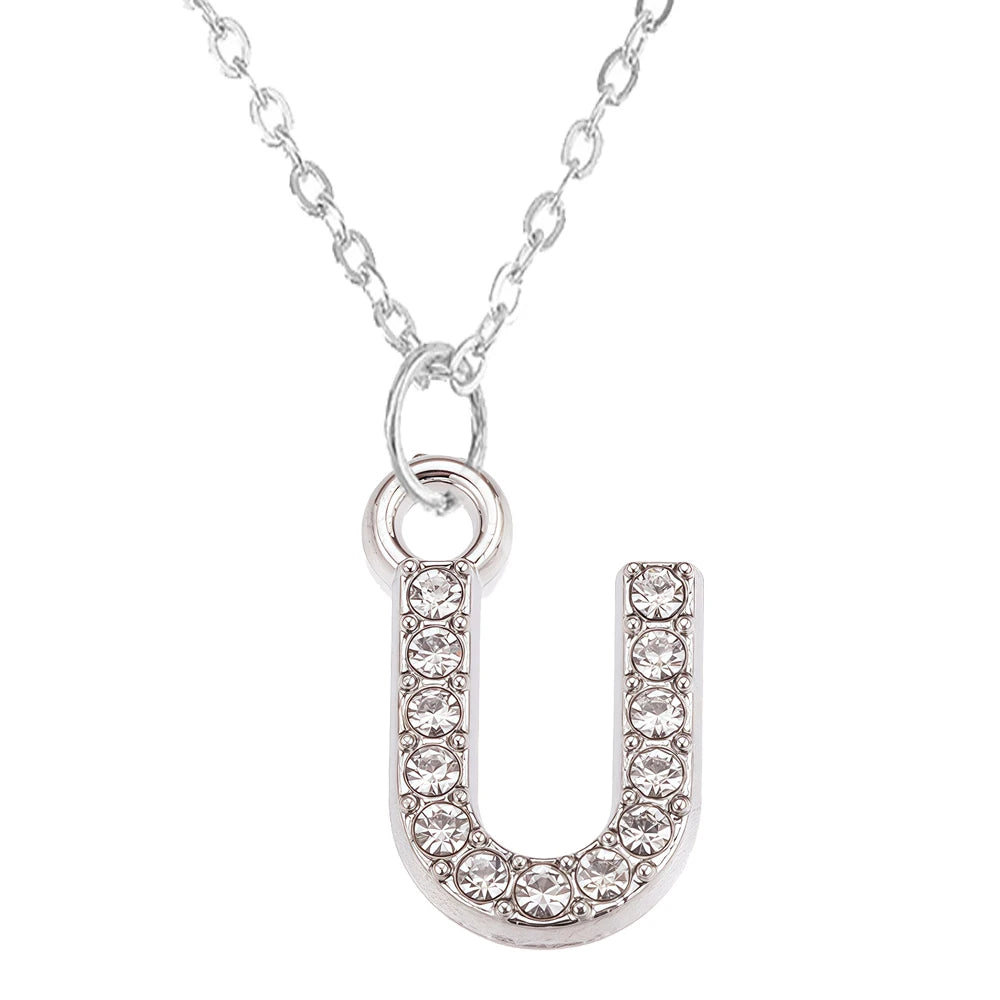 Collier Pendentif Lettre Brillant A-Z | 26 Initiales | Chaîne Clavicule | Bijou Saint-Valentin & Cadeau