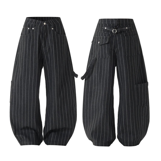 Baggy Jeans Men Women Japanese Streetwear Fashion Vintage Loose Casual Stripe Denim Cargo Machete Jeans Pants Unisex Trousers