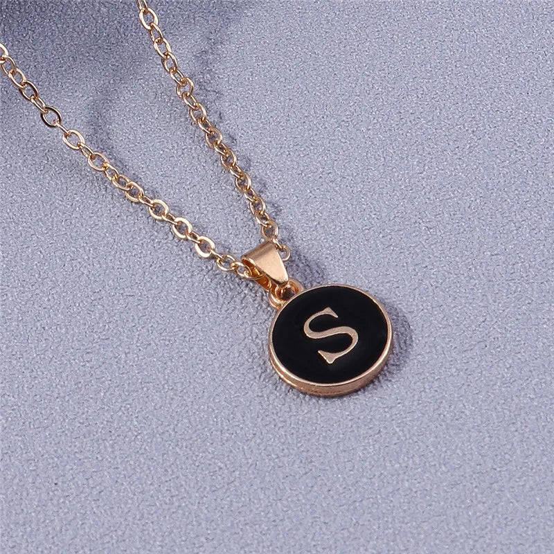 Collier Pendentif Initiales Femme | 26 Lettres A-Z Émail | Bijou Tendance Cadeau Anniversaire Fille