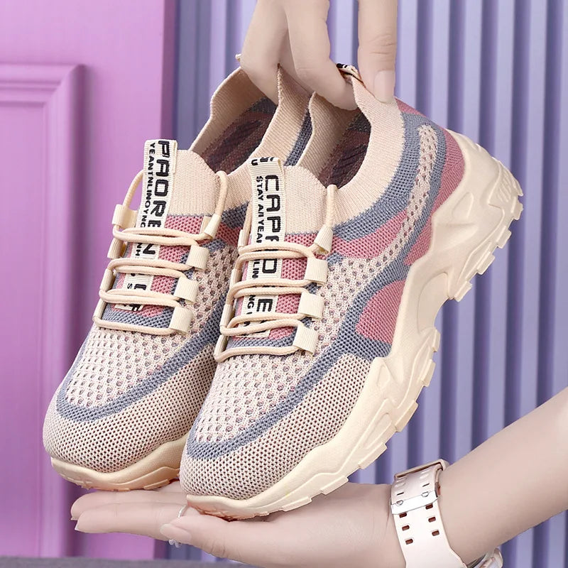 Sneakers Chunky Femme 2025 | Mesh Respirant Semelle Souple | Running & Sport Casual Printemps-Automne