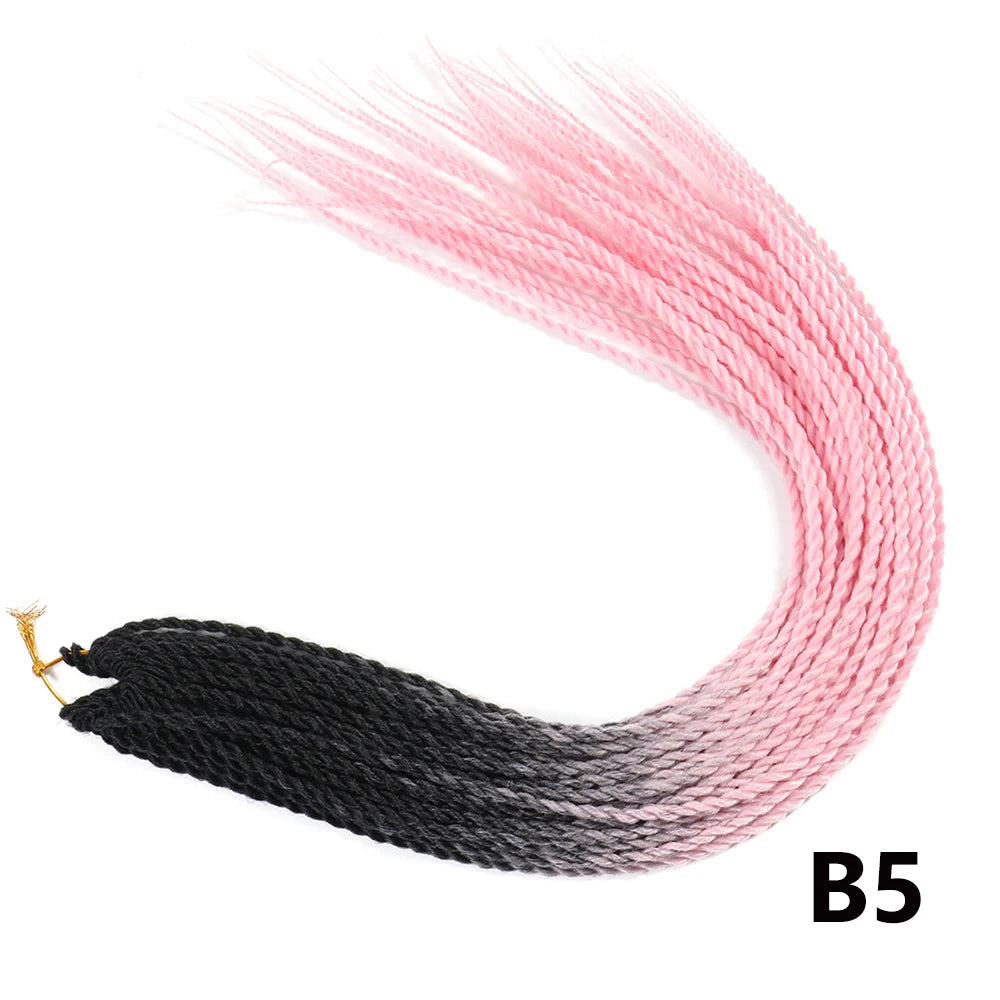 Tresses Senegalese Twist Crochet Synthétiques 24 Pouces | Brun | 30 Racines | Extensions Femme