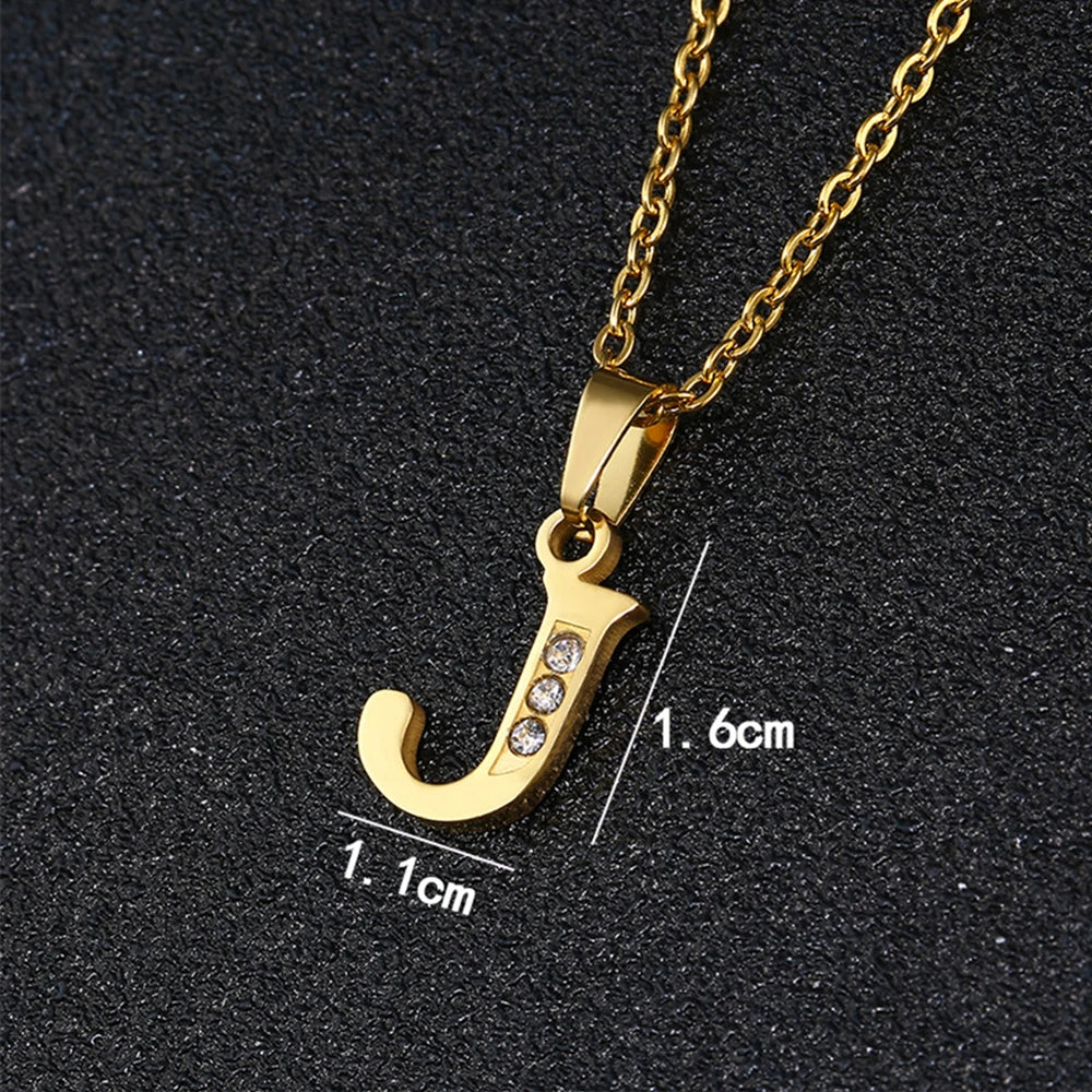 Initial A-Z Letter Name Pendant Necklace Gold Color Stainless Steel Small Alphabet Necklace For Women Jewelry Birthday Gift