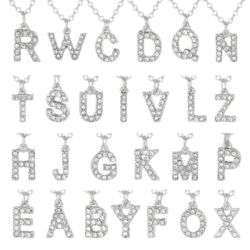 Fashionable Shiny A-Z Letter Pendant Charm Necklace 26 Initial Alphabet Name Clavicle Chain Party Jewelry Gift